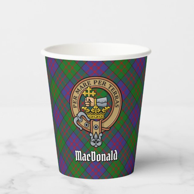 Gobelets En Papier Clan MacDonald Crest sur Tartan Paper Cups (Recto)
