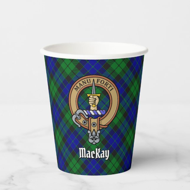 Gobelets En Papier Clan MacKay Crest sur Tartan (Recto)