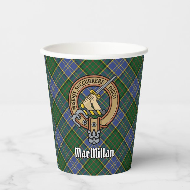Gobelets En Papier Clan MacMillan Crest sur la chasse Tartan (Recto)