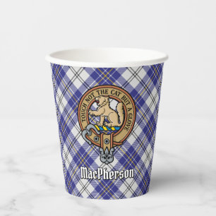 Gobelets En Papier Clan MacPherson Crest sur la robe bleue Tartan