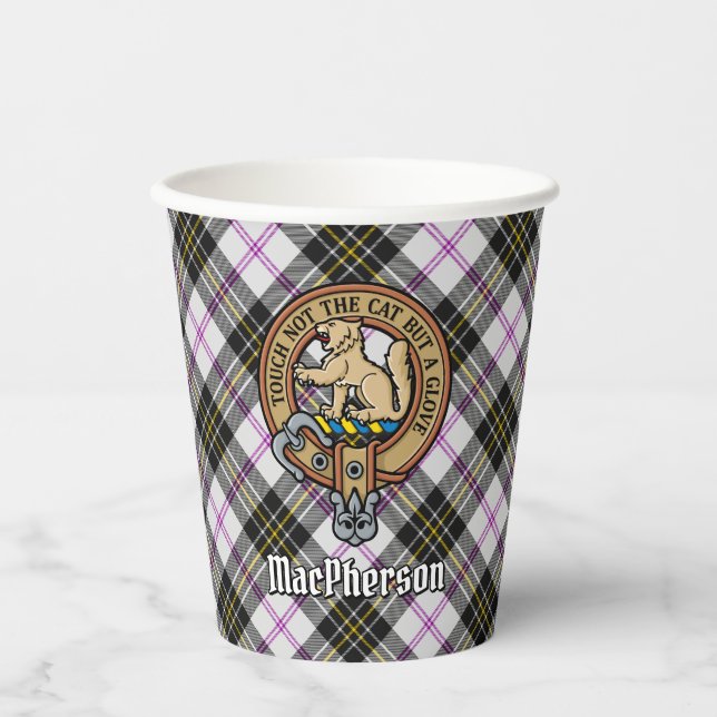 Gobelets En Papier Clan MacPherson Crest sur la robe Tartan Cups en p (Recto)