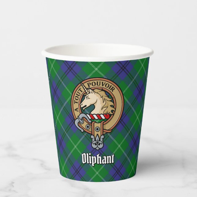 Gobelets En Papier Clan Oliphant Crest sur Tartan Paper Cups (Recto)