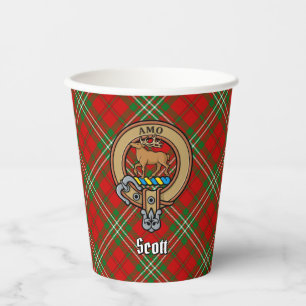 Gobelets En Papier Clan Scott Crest sur Red Tartan Paper Cups