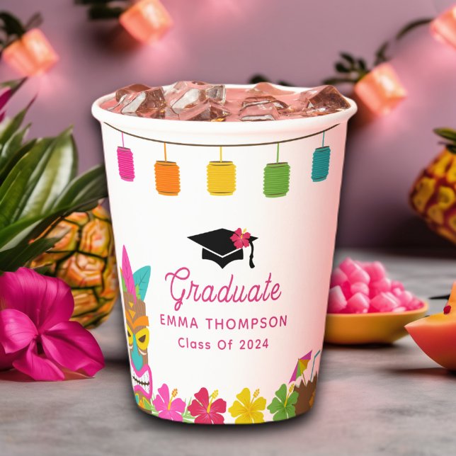 Gobelets En Papier Classe Aloha De 2024 Graduation Luau (Créateur téléchargé)