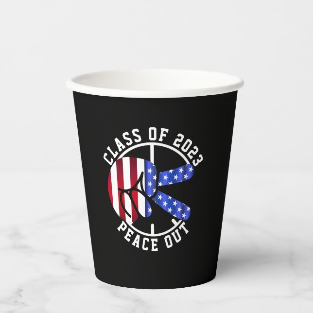 Gobelets En Papier Classe De Graduation De 2025 Peace Out Graduate Pa (Recto)