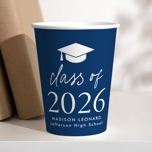 Gobelets En Papier Classe moderne de 2025 Script Marine Graduation (Créateur téléchargé)