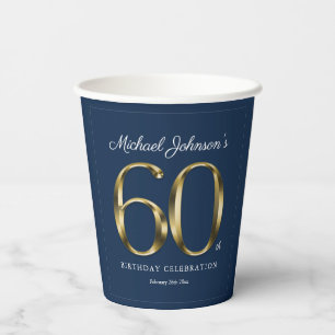 Gobelets En Papier Classic 60e anniversaire Solid Gold Texte Marine B