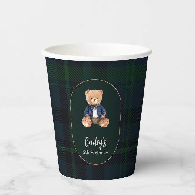 Gobelets En Papier Classic Plaid Little Bear Birthday (Recto)