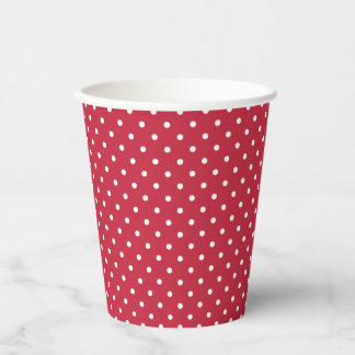Gobelets En Papier Classic Polka Dot White - Cherry Red