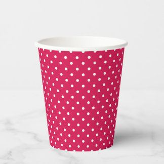 Gobelets En Papier Classic Polka Dot White - Raspberry Red