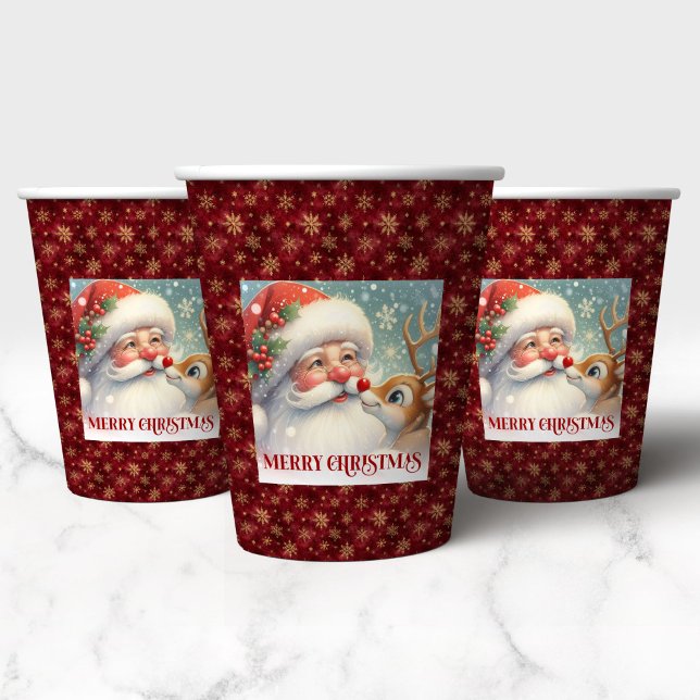 Gobelets En Papier Classic Santa Rudolph Cute Christmas Paper Cup Art (Classic Santa Rudolph Cute Christmas Paper Cup Art)
