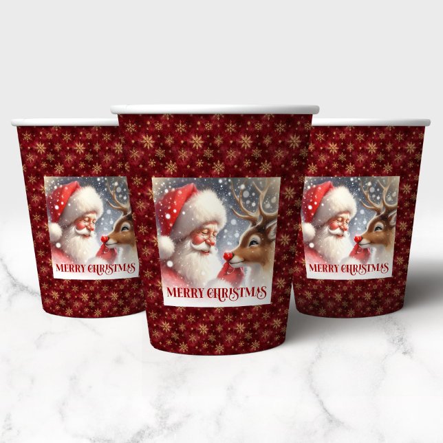 Gobelets En Papier Classic Santa Rudolph Cute Holiday Party Drink Cup (Classic Santa Rudolph Cute Holiday Party Drink Cup)