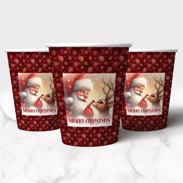 Gobelets En Papier Classic Santa Rudolph Funny Cartoon Christmas Cups (Classic Santa Rudolph Funny Cartoon Christmas Cups)