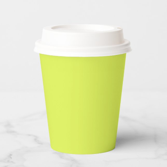 Gobelets En Papier Clé de couleur solide jaune vert (Recto)