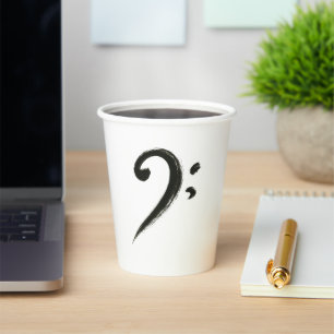 Gobelets En Papier Clé de Fa Minimaliste – Symbole Musical Pinceau à