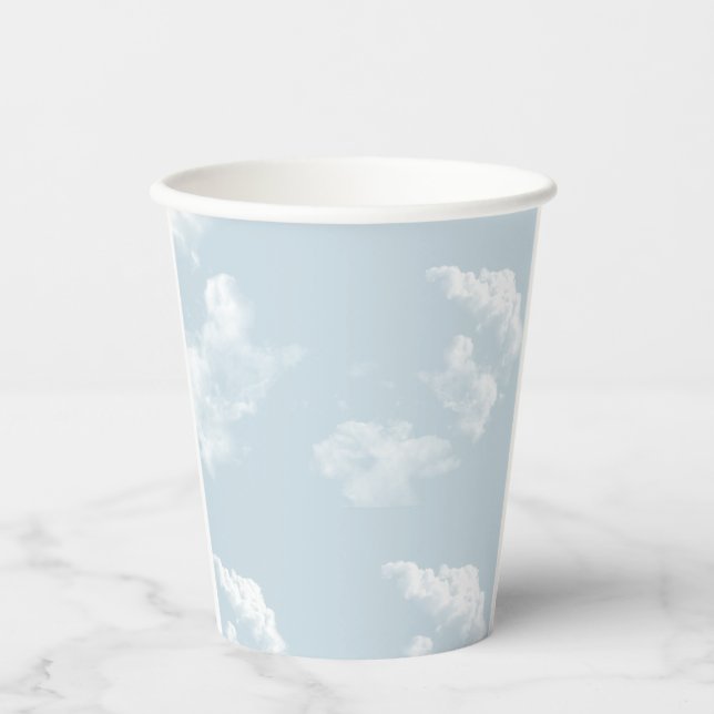 Gobelets En Papier Cloud Neuf Ciel - Baby shower personnalisé jetable (Recto)