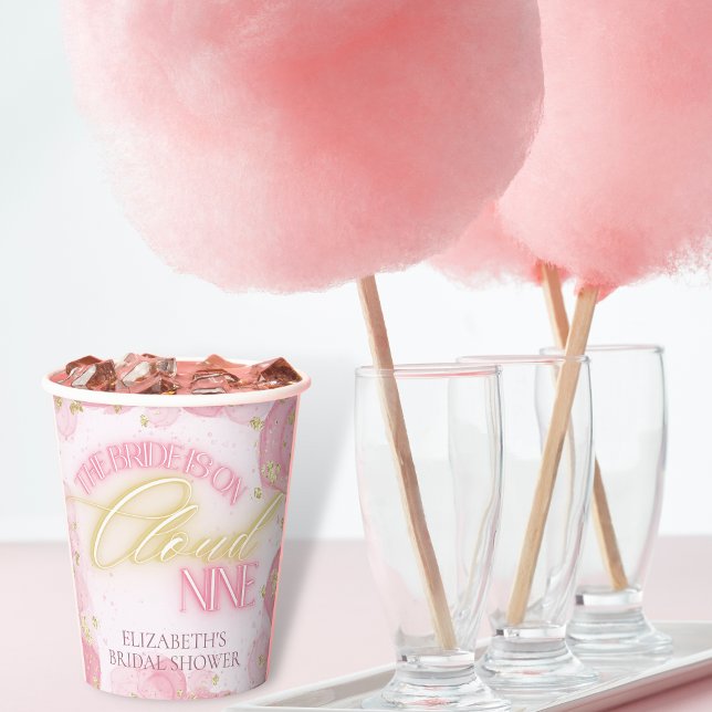 Gobelets En Papier Cloud Nine 9 Glow Rose Gold Pailleté Baby Shower d (Créateur téléchargé)