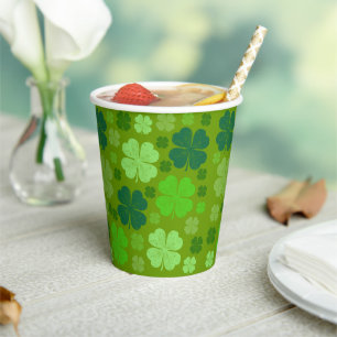 Gobelets En Papier Clovers verts, Lucky Clovers, Saint Patrick's Day
