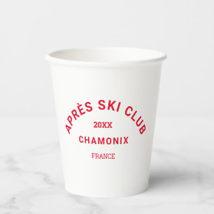 Gobelets En Papier Club Après-Ski Crête de la station de ski rouge d'