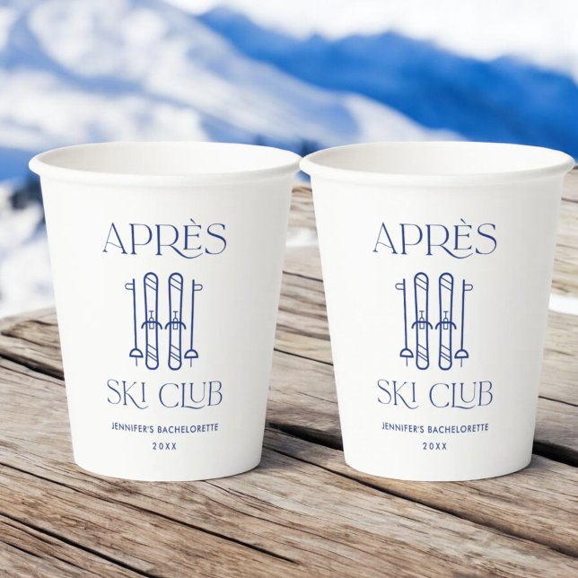 Gobelets En Papier Club Apres Ski Fête de Bachelorette d'hiver Ski (Créateur téléchargé)