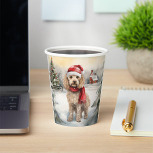 Gobelets En Papier Cockapoo Dog in Snow Christmas