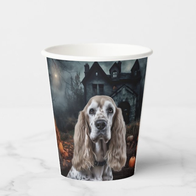 Gobelets En Papier Cocker Spaniel Halloween effroi (Recto)