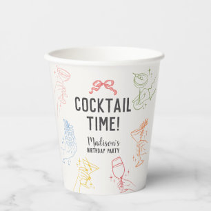 Gobelets En Papier Cocktail coloré Fête Rétro Anniversaire