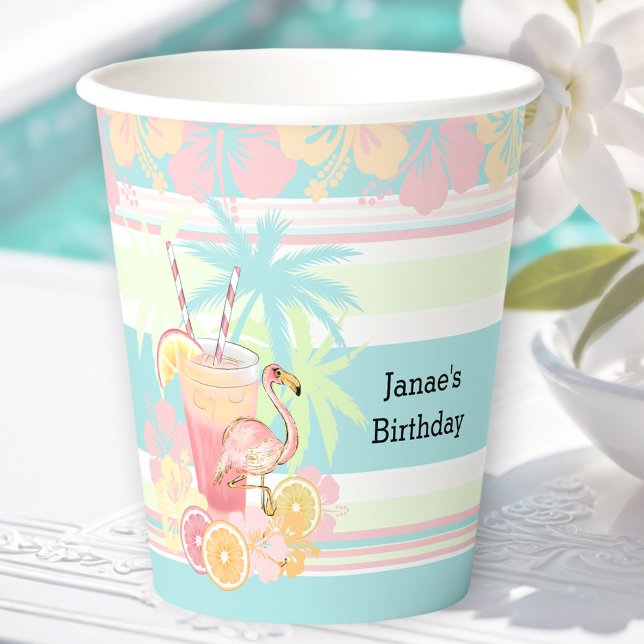 Gobelets En Papier Cocktail Flamant rose Summer Pool Beach Tropical (Cocktail Flamingo Summer Pool Beach Tropical Paper Cups)