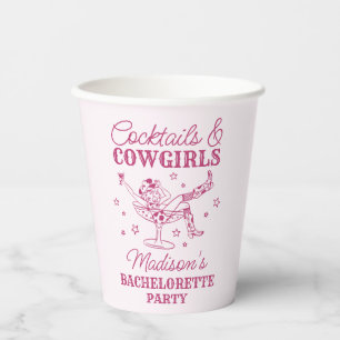 Gobelets En Papier Cocktails roses et rodéo de cow-girls pour l'enter