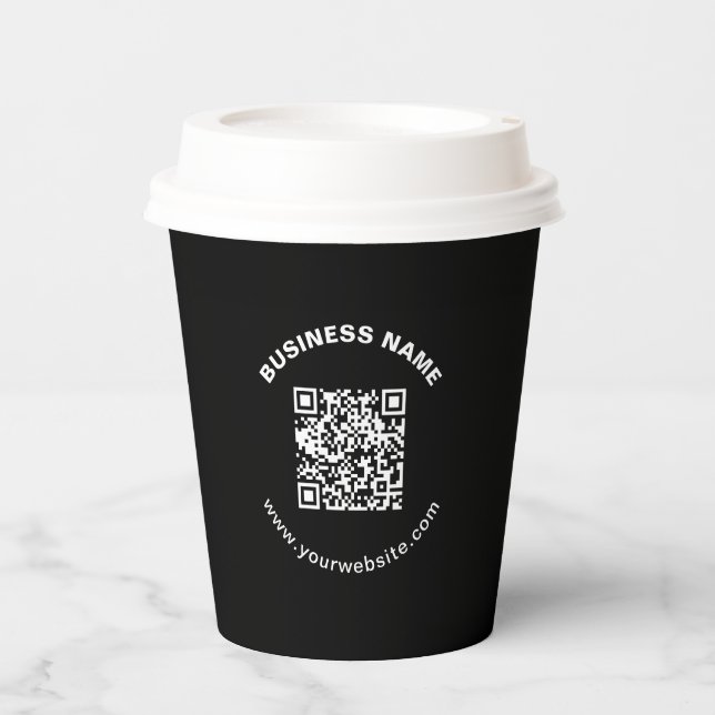 Gobelets En Papier Code QR avec nom d'entreprise Texte circulaire gra (Recto)