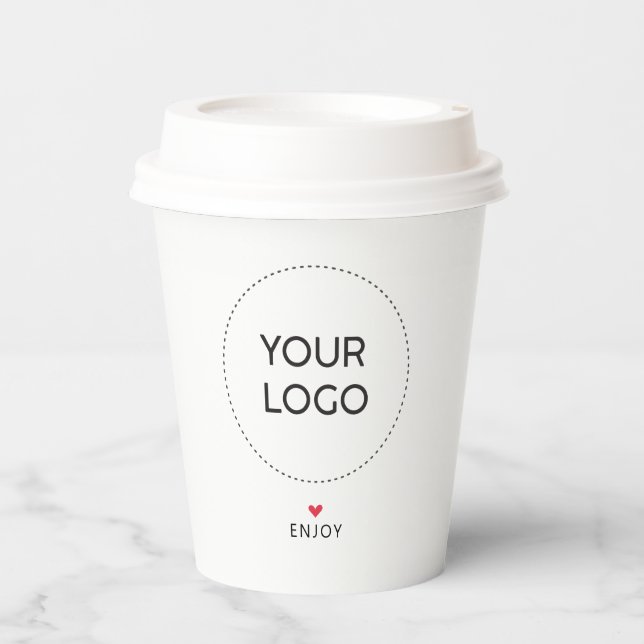 Gobelets En Papier Code QR du logo d'entreprise Simple Heart en papie (Recto)