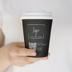 Gobelets En Papier Code QR noir élégant Logo d'affaires minimal