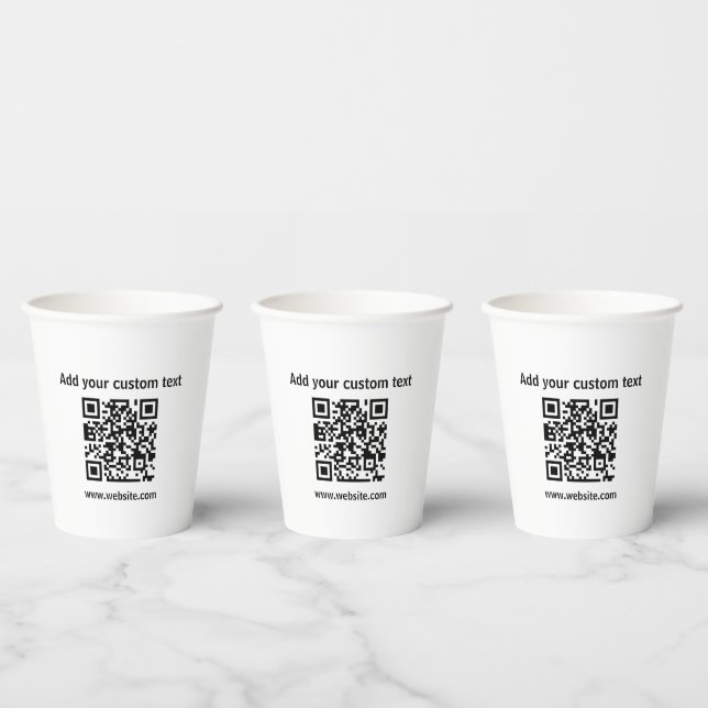 Gobelets En Papier Code Qr personnalisé café minimaliste blanc (Multi)