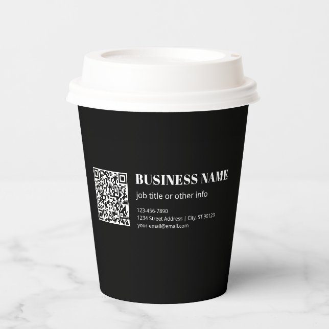 Gobelets En Papier Code QR personnalisé & Texte rétro-moderne modifia (Recto)
