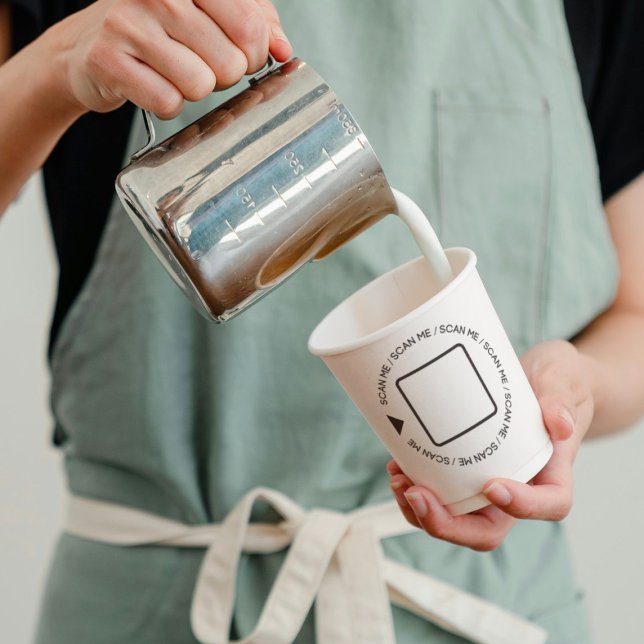 Gobelets En Papier Code QR professionnel personnalisé noir et blanc B (Créateur téléchargé)