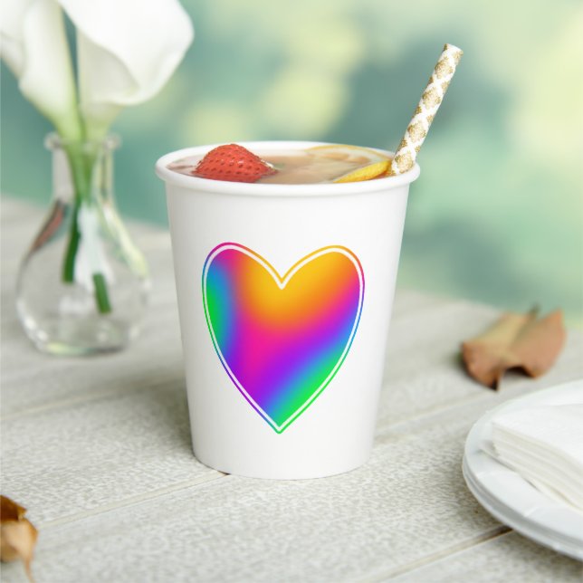 Gobelets En Papier Coeur arc-en-ciel (Insitu)