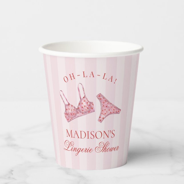 Gobelets En Papier Cœur Rose et Rouge Lingerie Slip de douche Fête de (Recto)