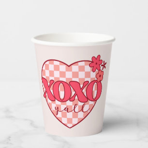Gobelets En Papier Coeur rose Xoxo Hugs et baisers