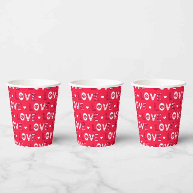 Gobelets En Papier Cœurs de la Saint-Valentin  (Multi)