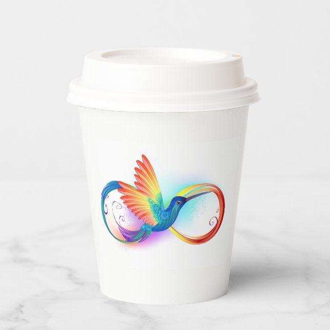 Gobelets En Papier Colibri arc-en-ciel avec symbole Infinity (Recto)