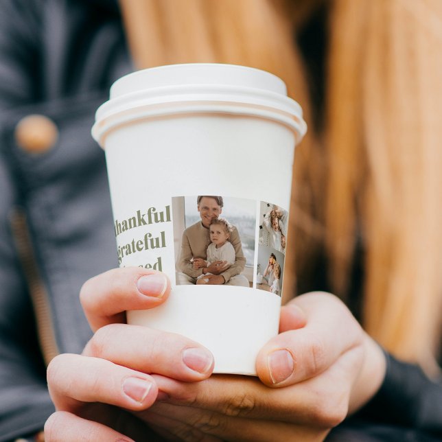 Gobelets En Papier Collage moderne Trois photo Thanksgiving (Créateur téléchargé)