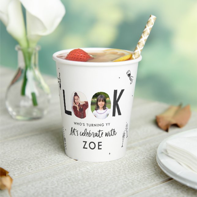 Gobelets En Papier Collage photo moderne amusant à la main Anniversai (Insitu)