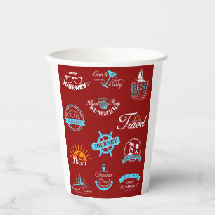 Gobelets En Papier Collection de badges de voyage nautiques vintage