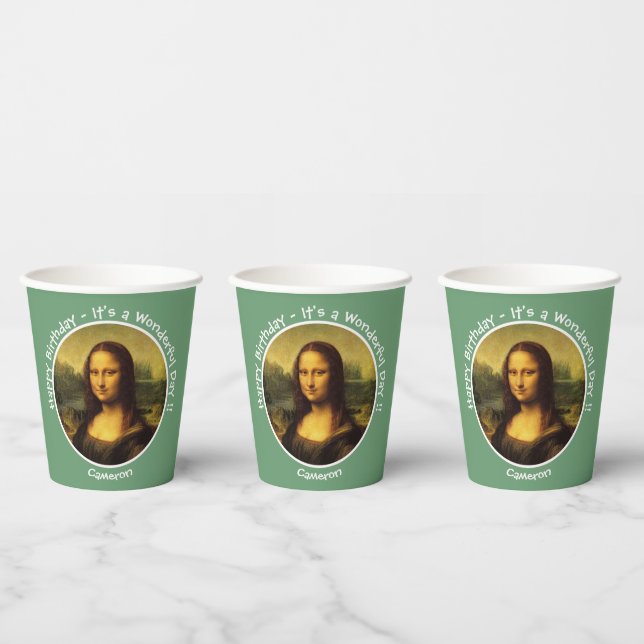Gobelets En Papier Collection Leonardo da Vinci Mona Lisa (Multi)