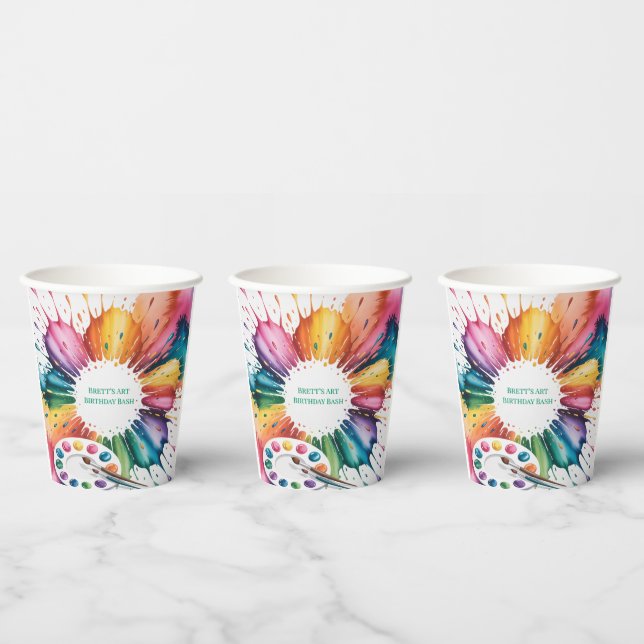 Gobelets En Papier Color Splash Art Birthday Bash (Multi)