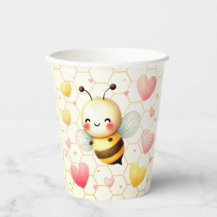 Gobelets En Papier Coloré Happy Little Honey Bee Baby shower mignon