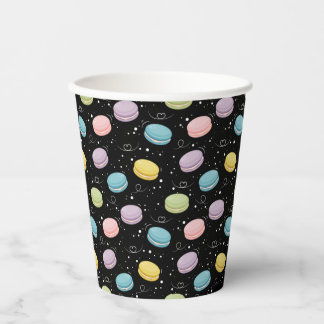 Gobelets En Papier Colorful Macarons Pattern on Black for Paper cup