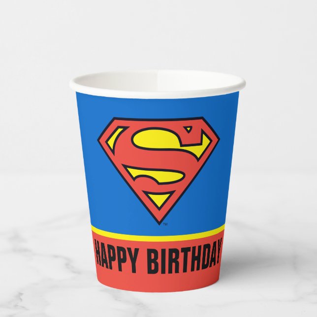 Gobelets En Papier Comics DC | Logo classique Superman - Anniversaire (Gauche)