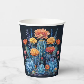 Gobelets En Papier Composition de cactus à fleurs, succulentes