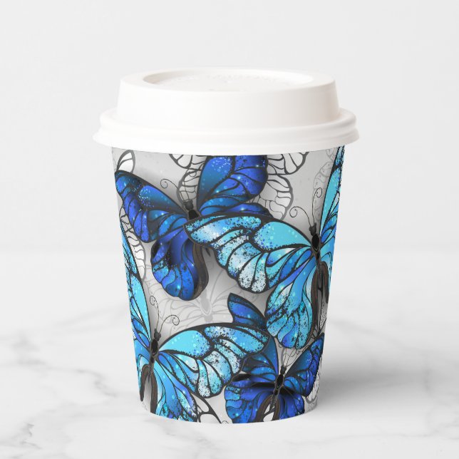 Gobelets En Papier Composition des White and Blue Butterflies (Gauche)